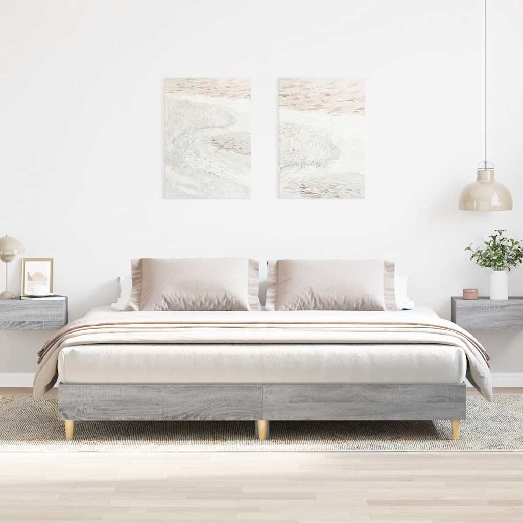 Sengeramme uten madrass grå sonoma 200x200 cm konstruert tre
