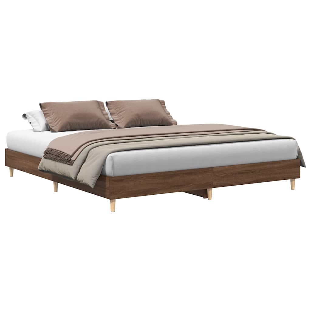 Sengeramme uten madrass brun eik 200x200 cm konstruert tre