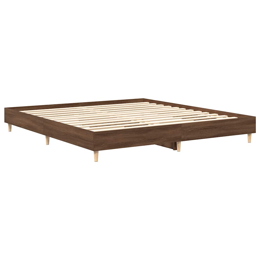 Sengeramme uten madrass brun eik 200x200 cm konstruert tre