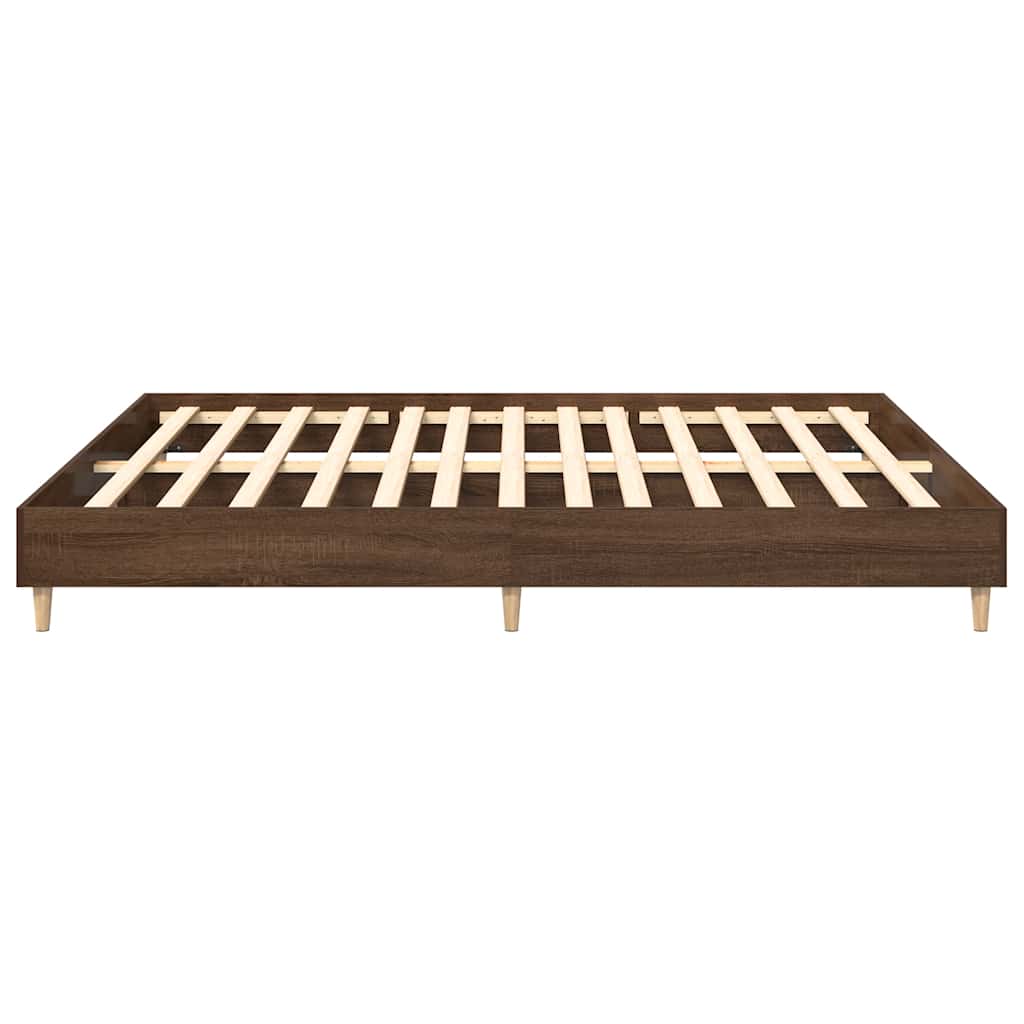 Sengeramme uten madrass brun eik 200x200 cm konstruert tre
