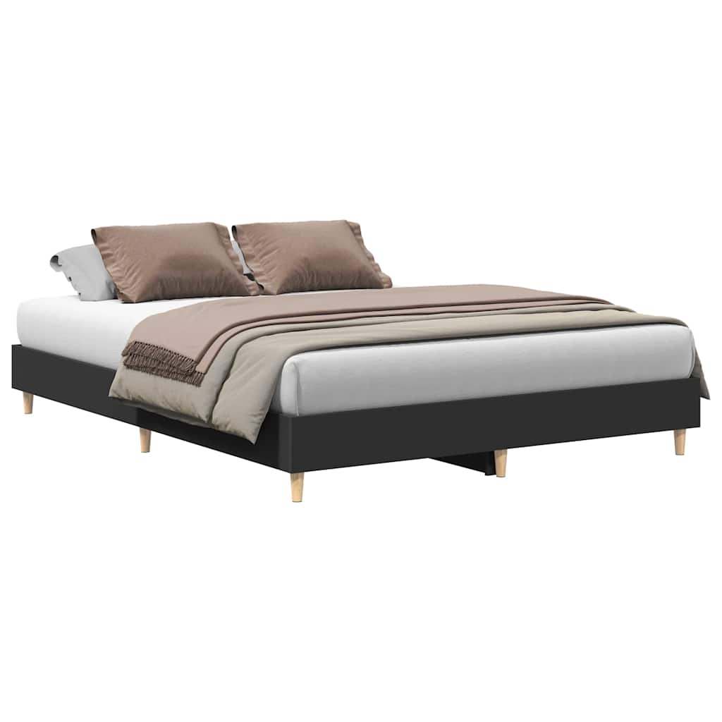 Sengeramme uten madrass svart 150x200 cm konstruert tre