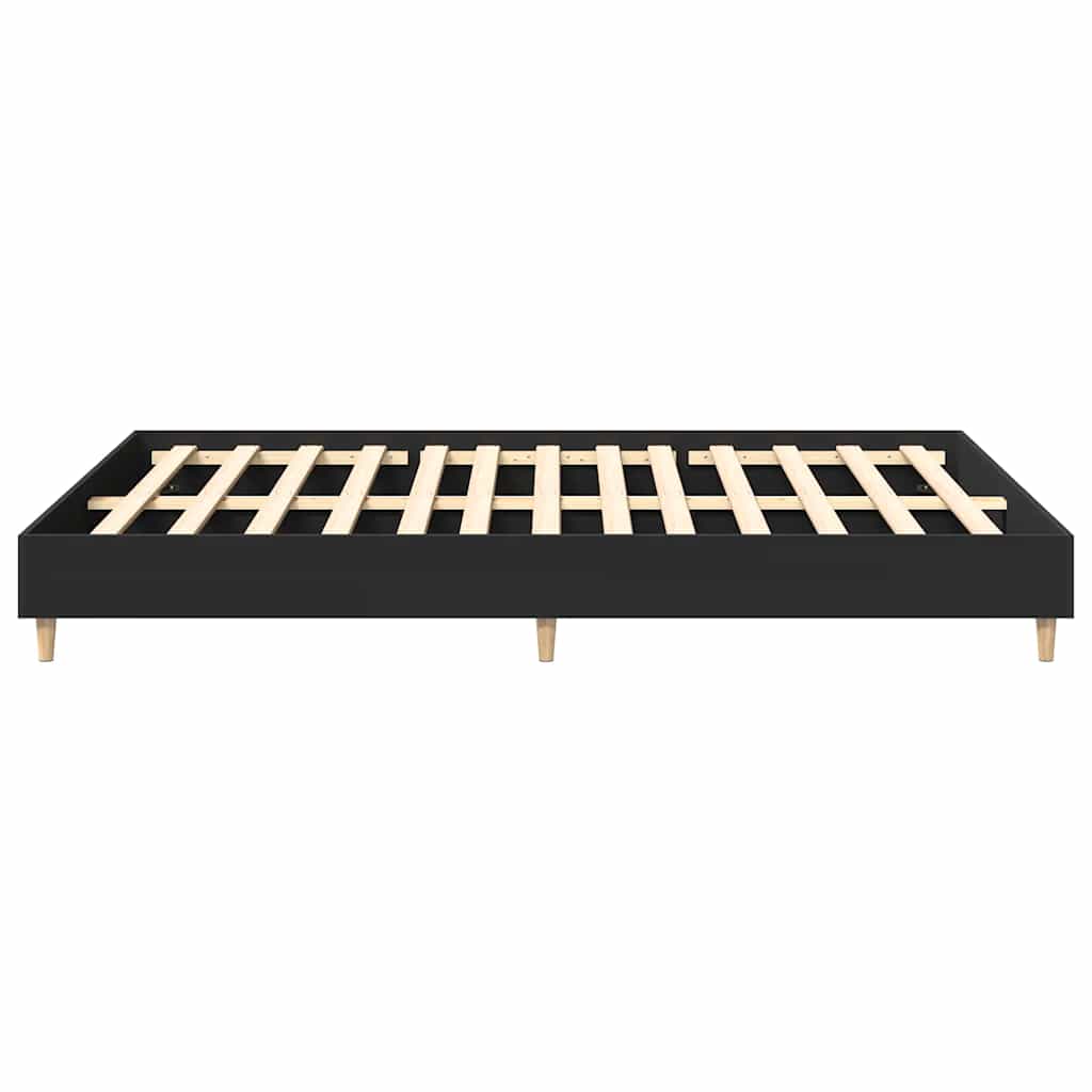 Sengeramme uten madrass svart 150x200 cm konstruert tre
