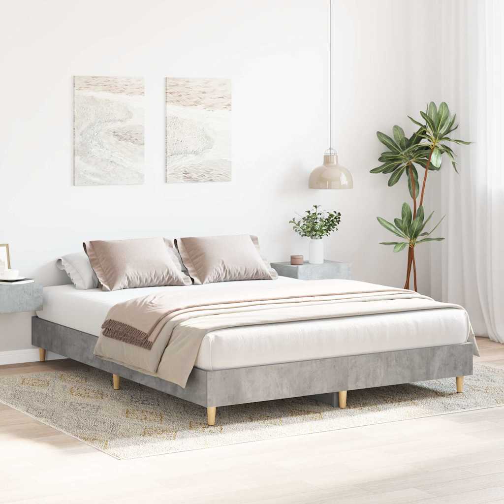 Sengeramme uten madrass betonggrå 150x200 cm konstruert tre