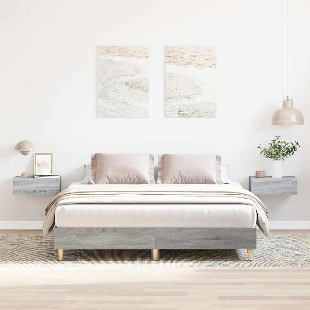 Sengeramme uten madrass grå sonoma 150x200 cm konstruert tre