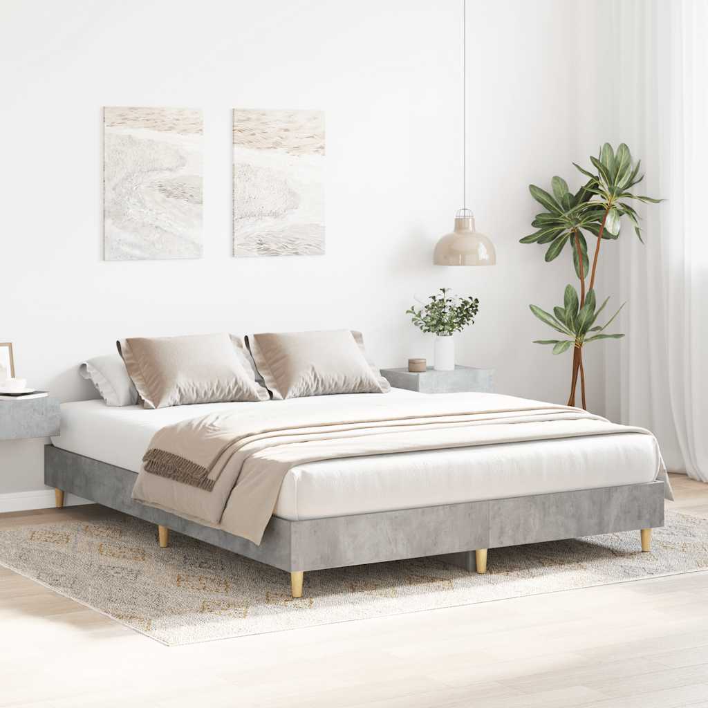 Sengeramme uten madrass betonggrå 140x200 cm konstruert tre