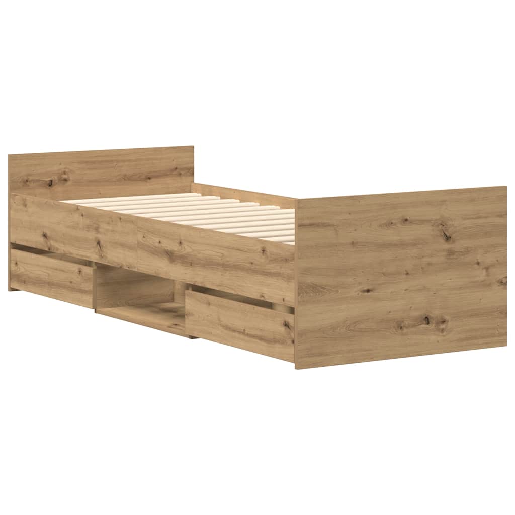 Sengeramme uten madrass artisan eik 100x200 cm konstruert tre