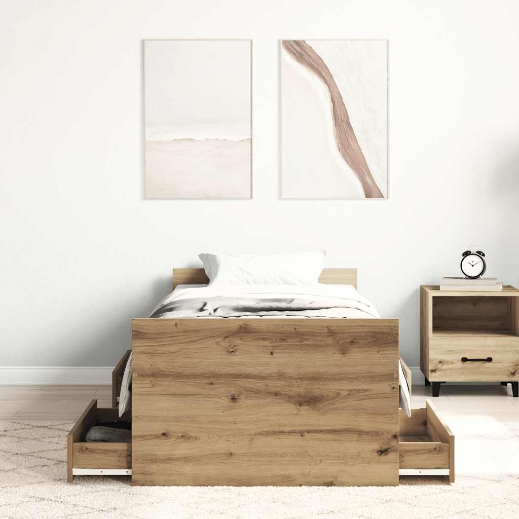 Sengeramme uten madrass artisan eik 90x190 cm konstruert tre