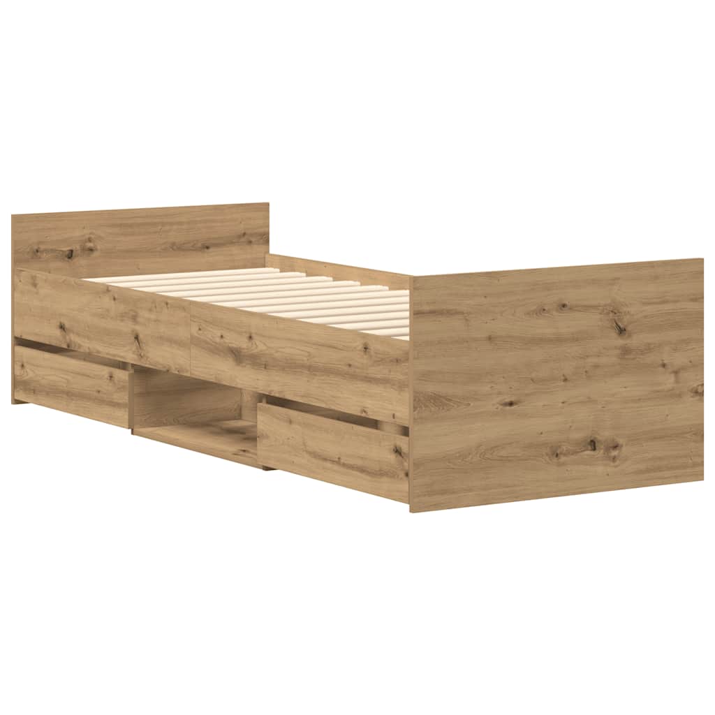 Sengeramme uten madrass artisan eik 90x190 cm konstruert tre