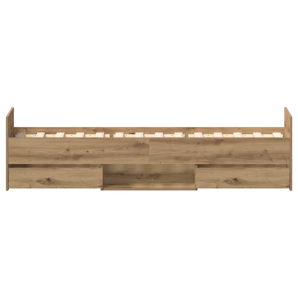 Sengeramme uten madrass artisan eik 90x190 cm konstruert tre