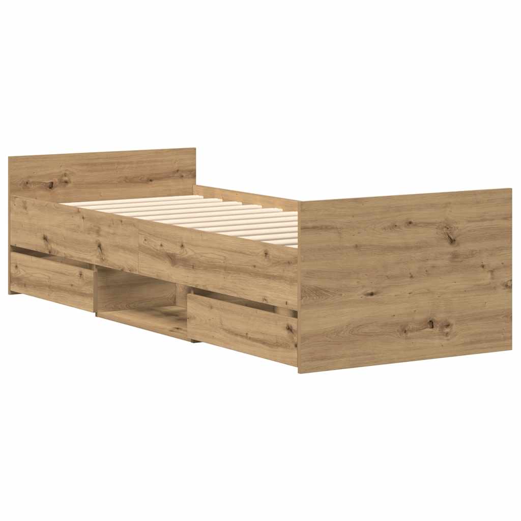 Sengeramme uten madrass artisan eik 90x190 cm konstruert tre