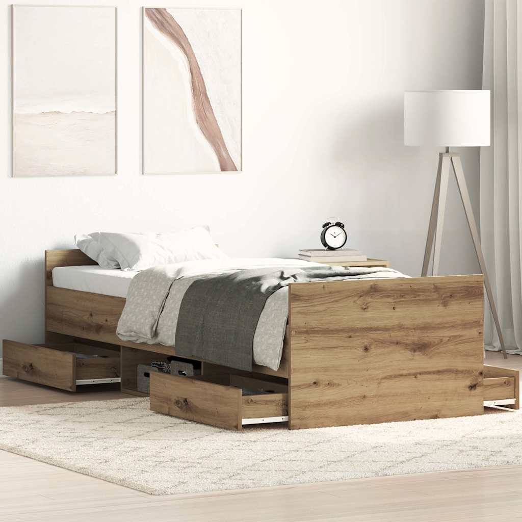 Sengeramme uten madrass artisan eik 90x190 cm konstruert tre