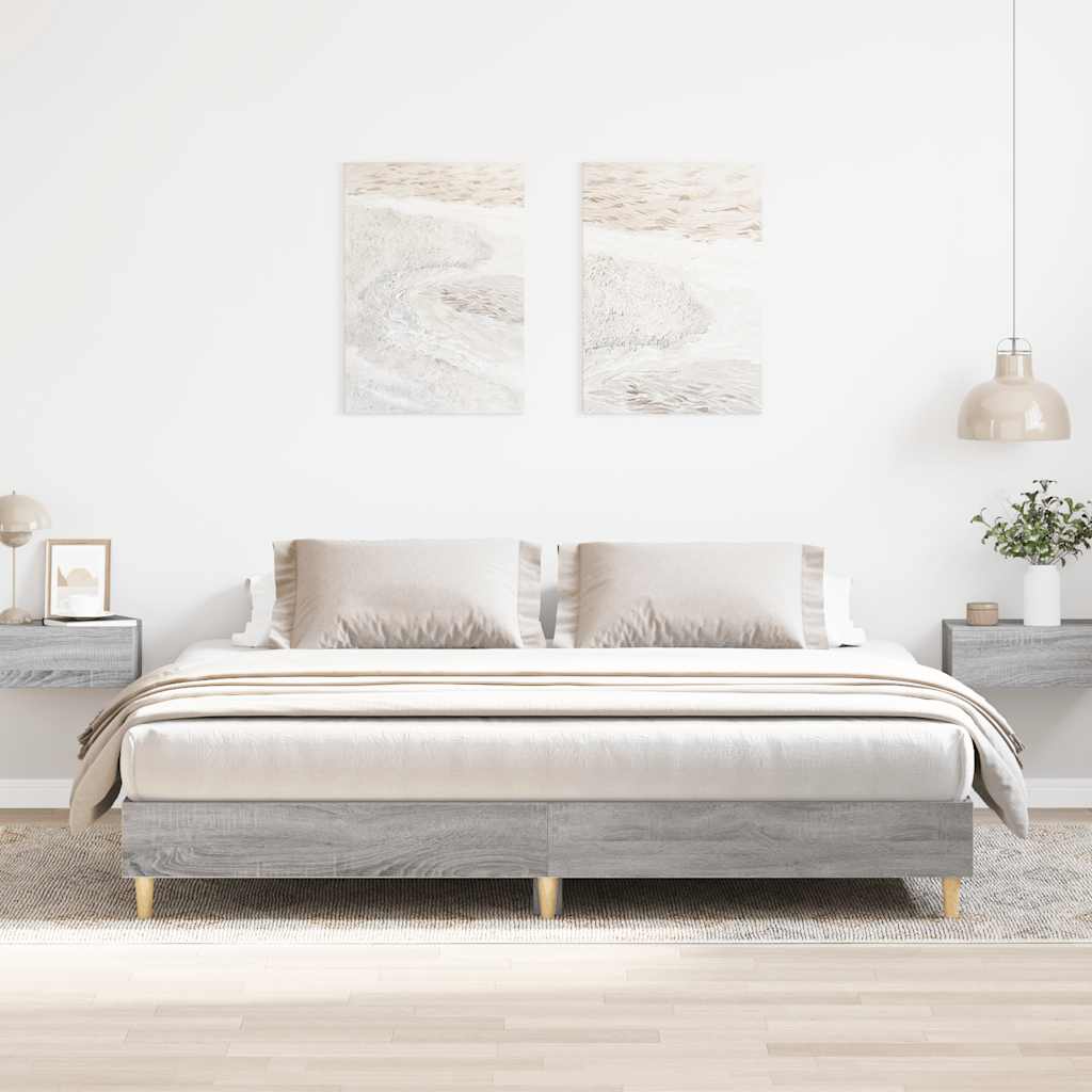 Sengeramme uten madrass grå sonoma 160x200 cm konstruert tre