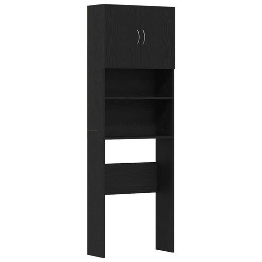 Vaskemaskinskap svart eik 64x24x190 cm konstruert tre