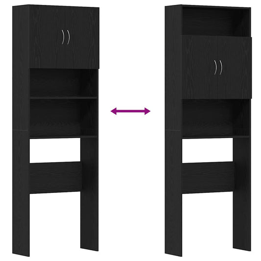 Vaskemaskinskap svart eik 64x24x190 cm konstruert tre