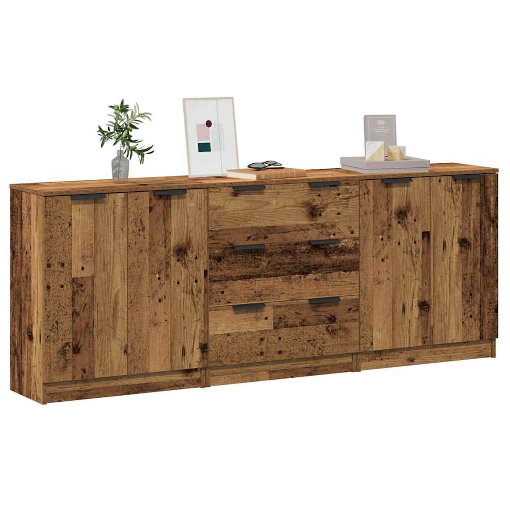 Skjenker 3 stk gammelt tre 60x30x70 cm konstruert tre vidaXL
