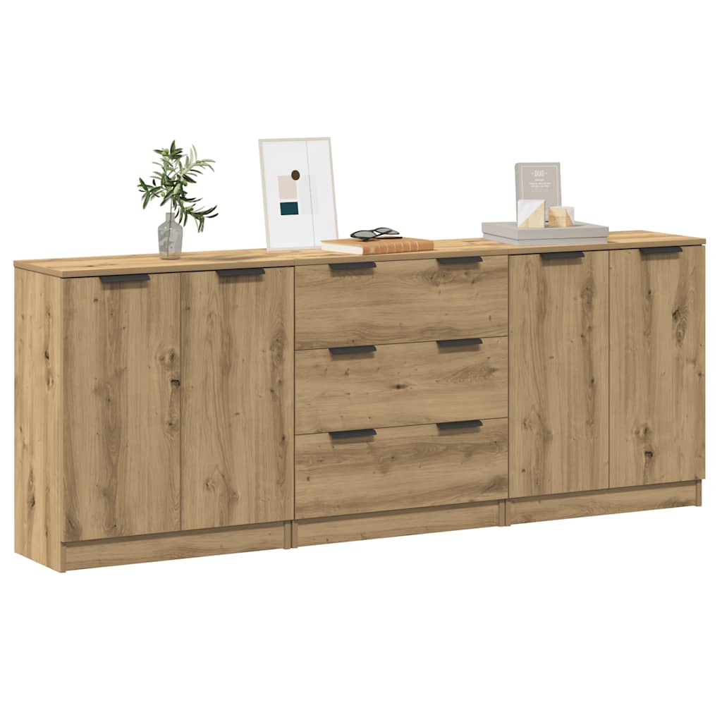 Skjenker 3 stk brun eik 60x30x70 cm konstruert tre vidaXL