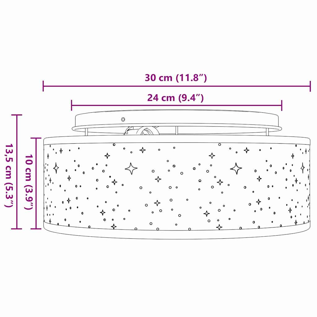 Taklampe Grå 30 x 13.5 cm stoff