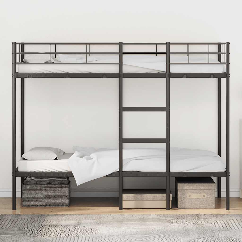 Køyeseng uten madrass svart 75x190 cm stål