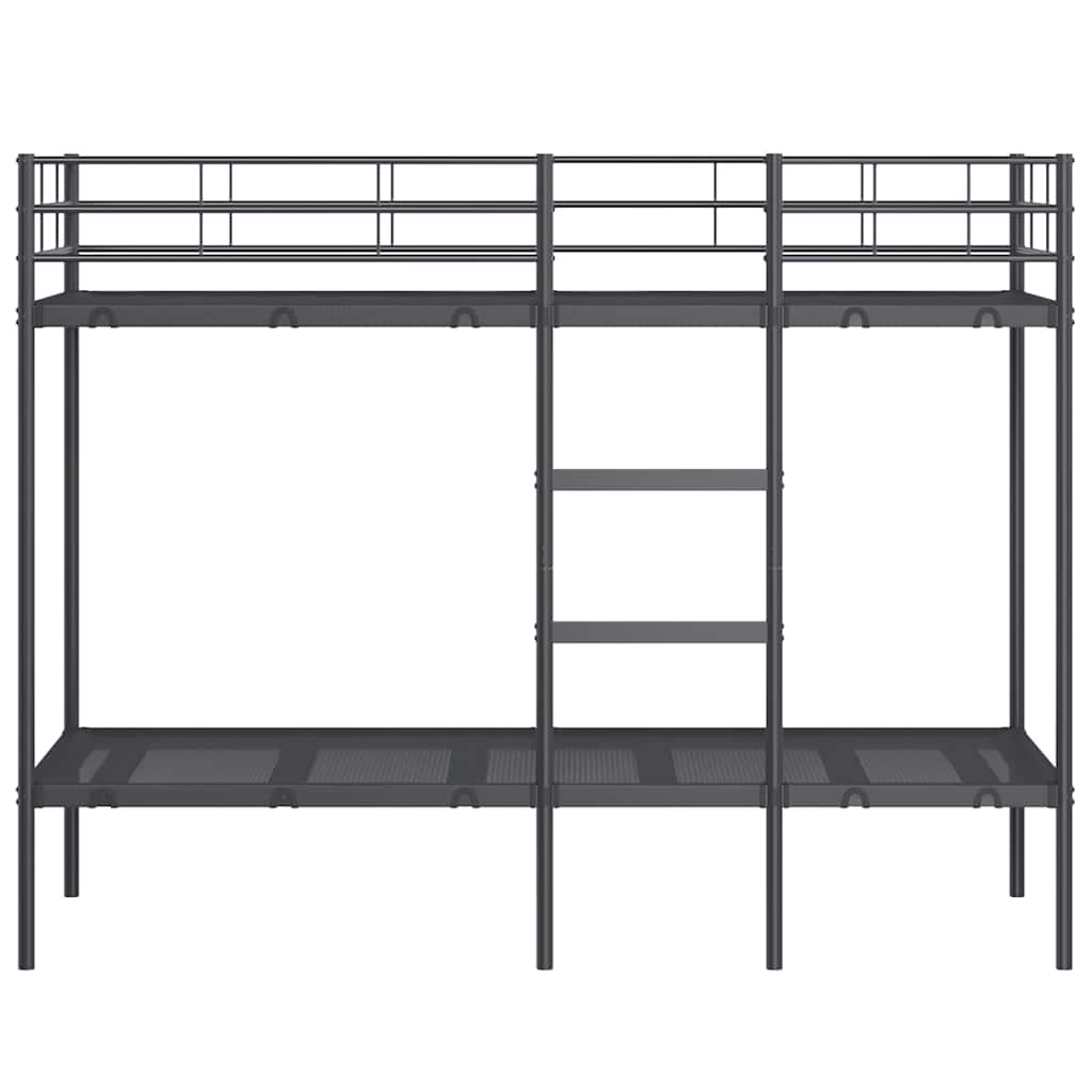 Køyeseng uten madrass svart 75x190 cm stål