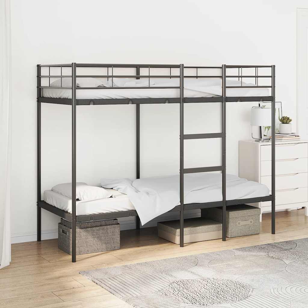 Køyeseng uten madrass svart 75x190 cm stål