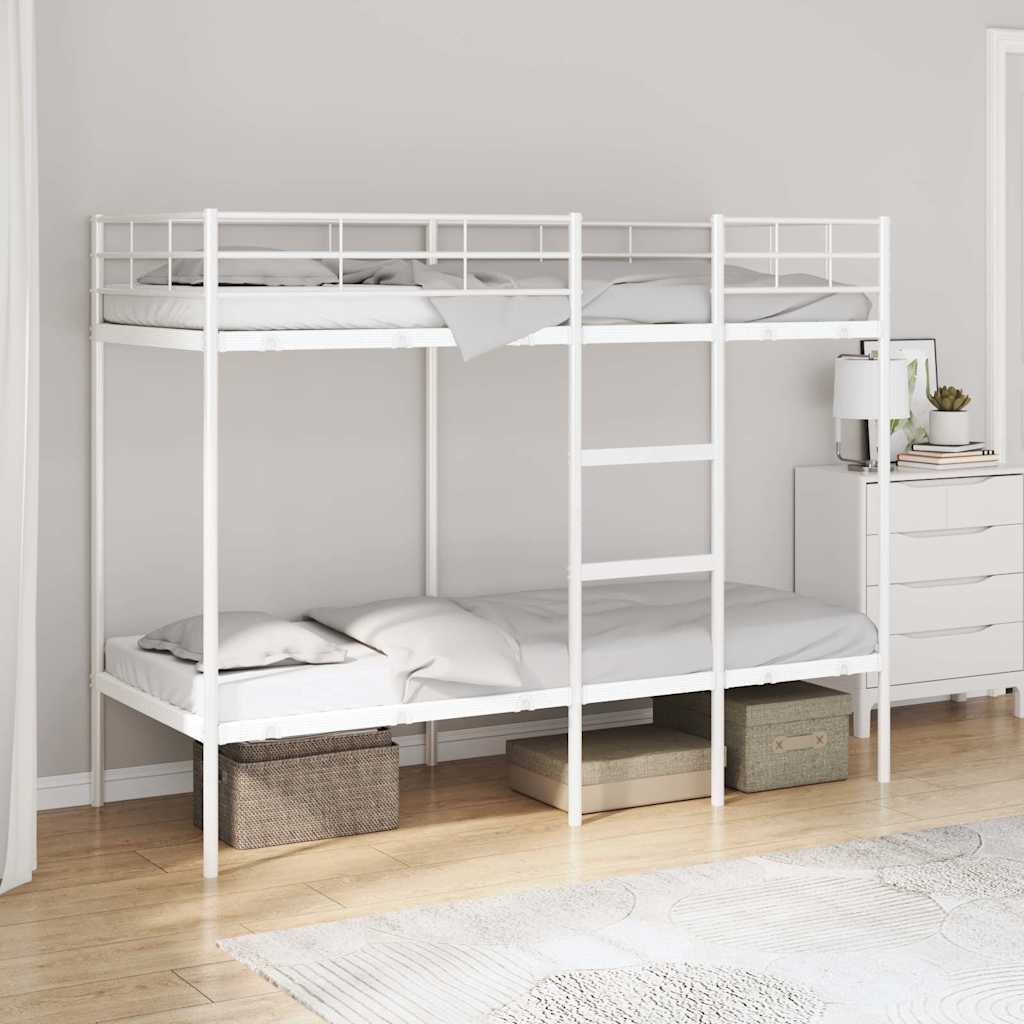 Køyeseng uten madrass hvit 75x190 cm stål