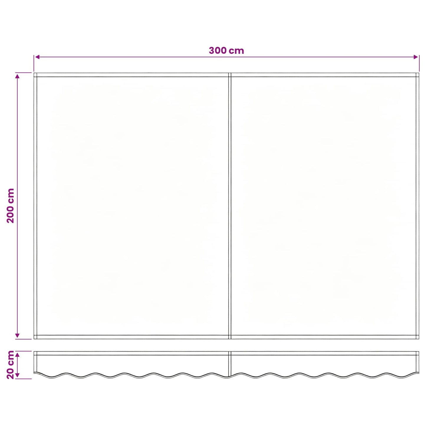 Reserveduk til markise Gul og hvit 3 x 2 m Polyester