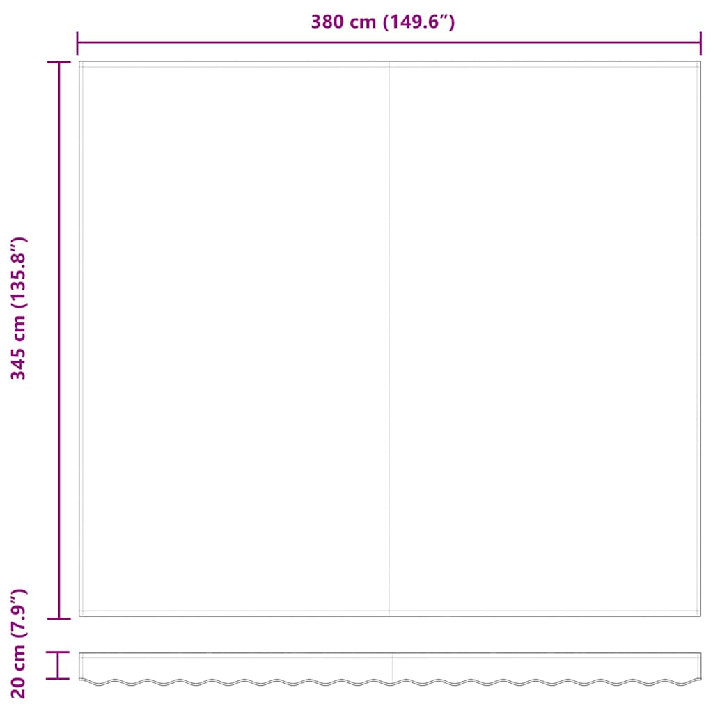 Reserveduk til markise Svart 400 × 350 cm Lerret