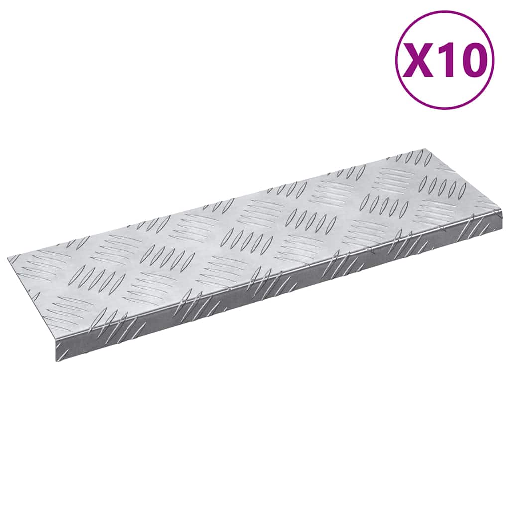 Trinn Rektangulær 10 pcs sølv 60 x 18 x 2,5 cm Aluminium