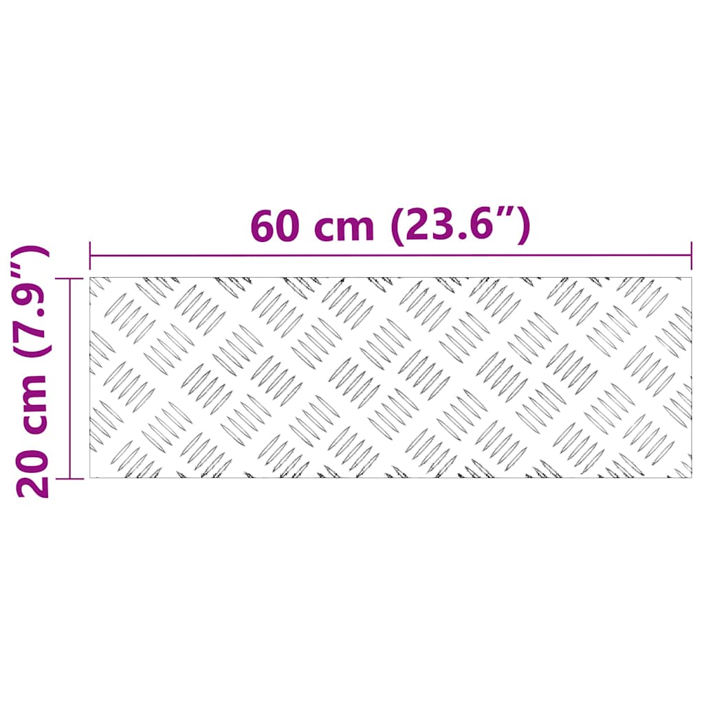 Trinn Rektangulær 4 pcs sølv 60 x 20 cm Aluminium