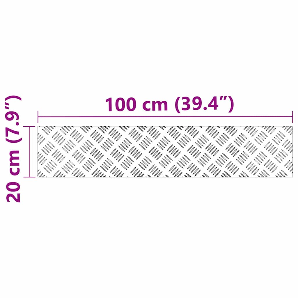 Trinn Rektangulær 4 pcs sølv 100 x 20 cm Aluminium