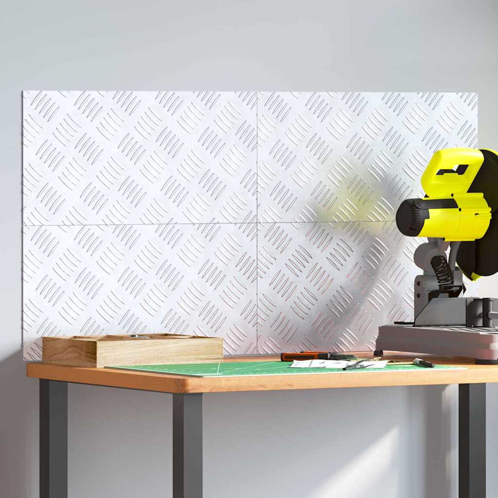 Sjekkplater 4 pcs sølv 50 x 25 cm Aluminium