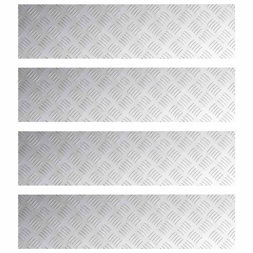 Trinn Rektangulær 4 pcs sølv 100 x 25 cm Aluminium