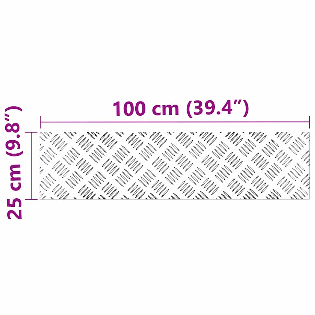 Trinn Rektangulær 4 pcs sølv 100 x 25 cm Aluminium