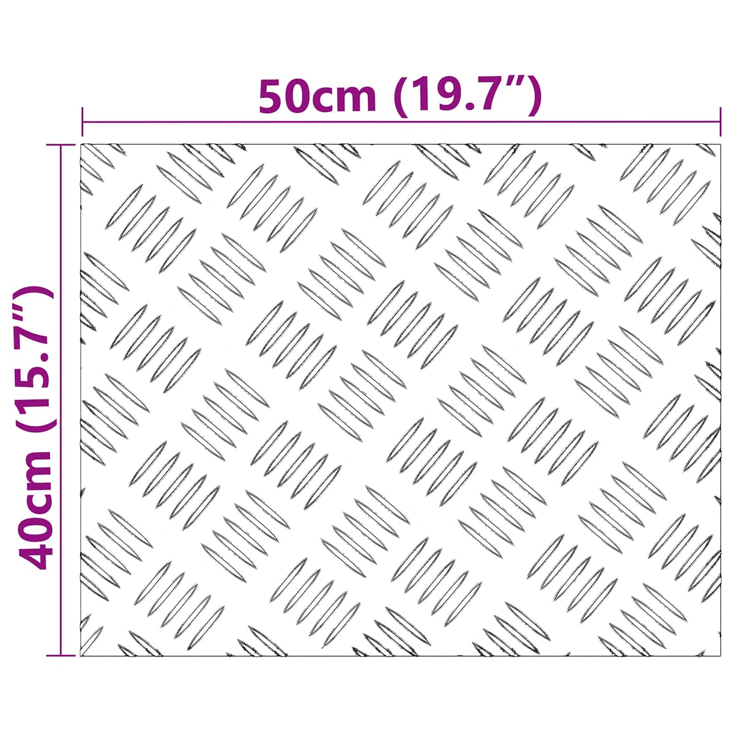 Trinn 2 stk. 50 x 40 cm sølv Aluminium Rektangulær
