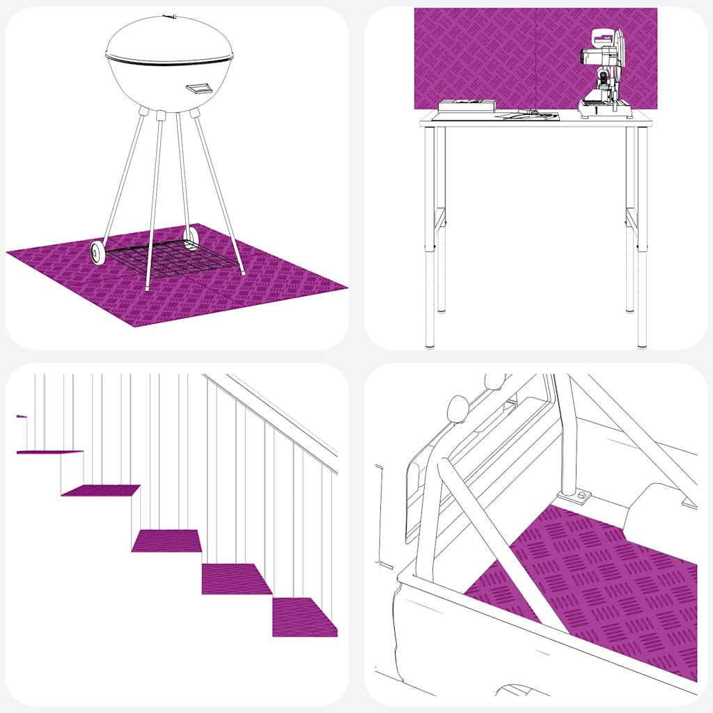 Trinn Rektangulær 2 pcs sølv 70 x 40 cm Aluminium