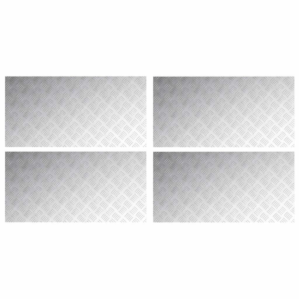 Sjekkplater 4 pcs sølv 100 x 50 cm Aluminium