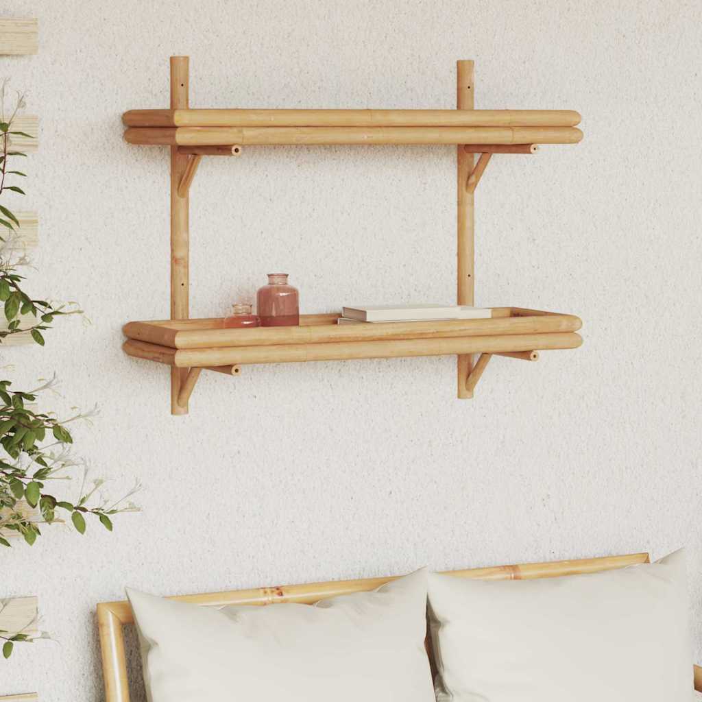 Vegghylle med hylle Veggmontert Brun 75 x 26 x 60 cm Bambus