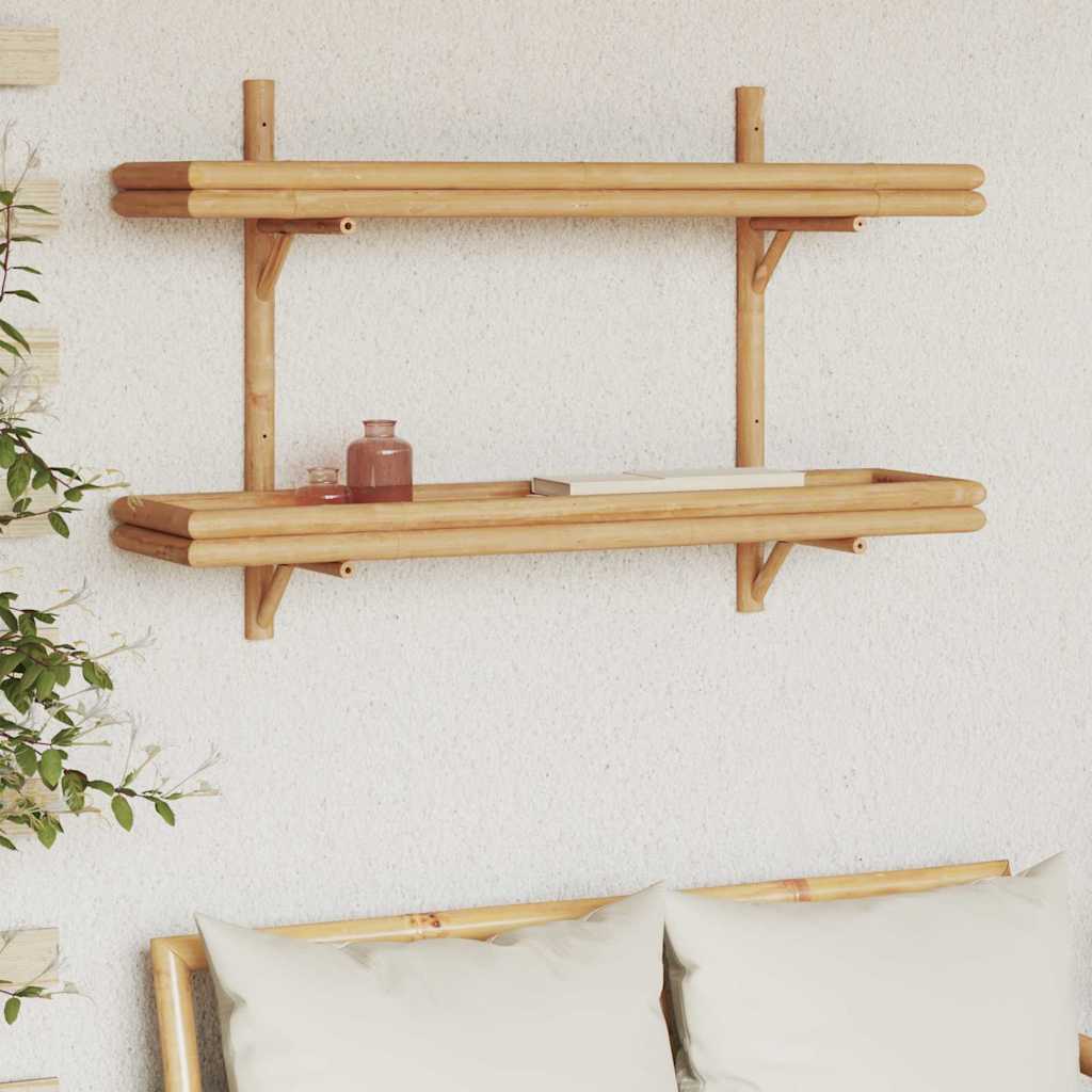 Vegghylle med hylle Veggmontert Brun 100 x 26 x 60 cm Bambus