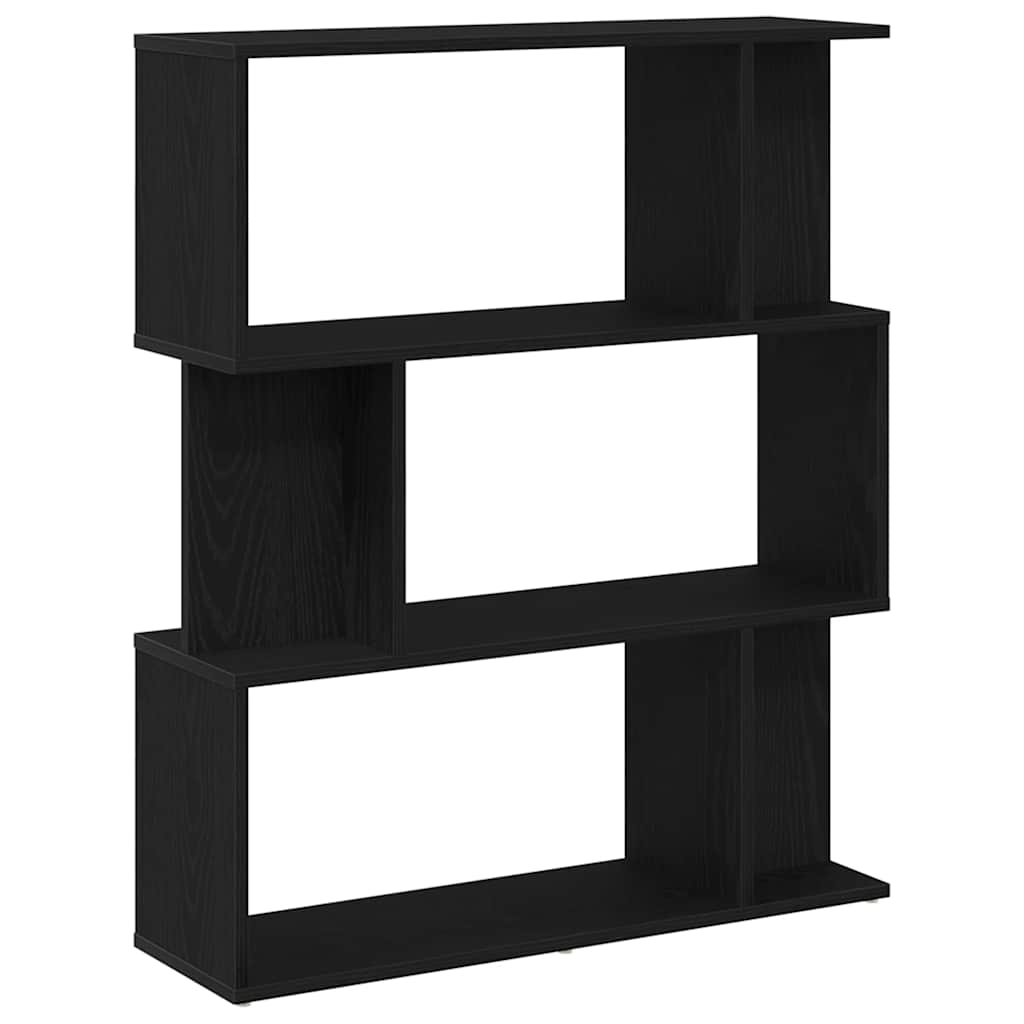 Bokhylle svart eik 80x24x96 cm konstruert tre