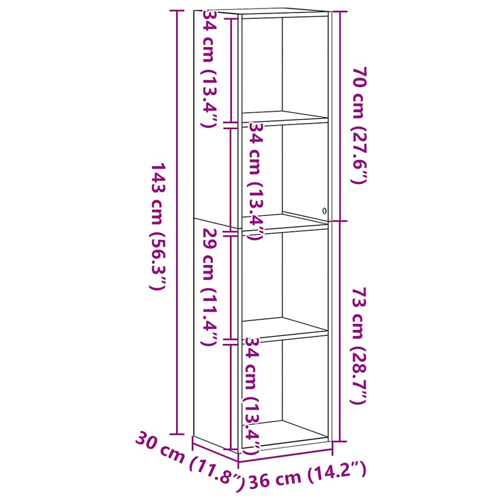 | Bokskap | Svart Eik 36 x 30 x 143 cm Konstruert tre