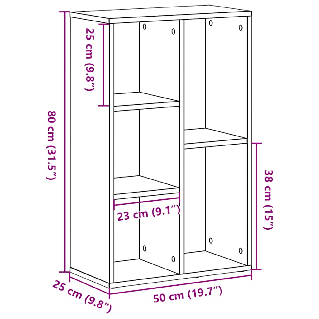Bokhylle svart eik 50x25x80 cm konstruert tre