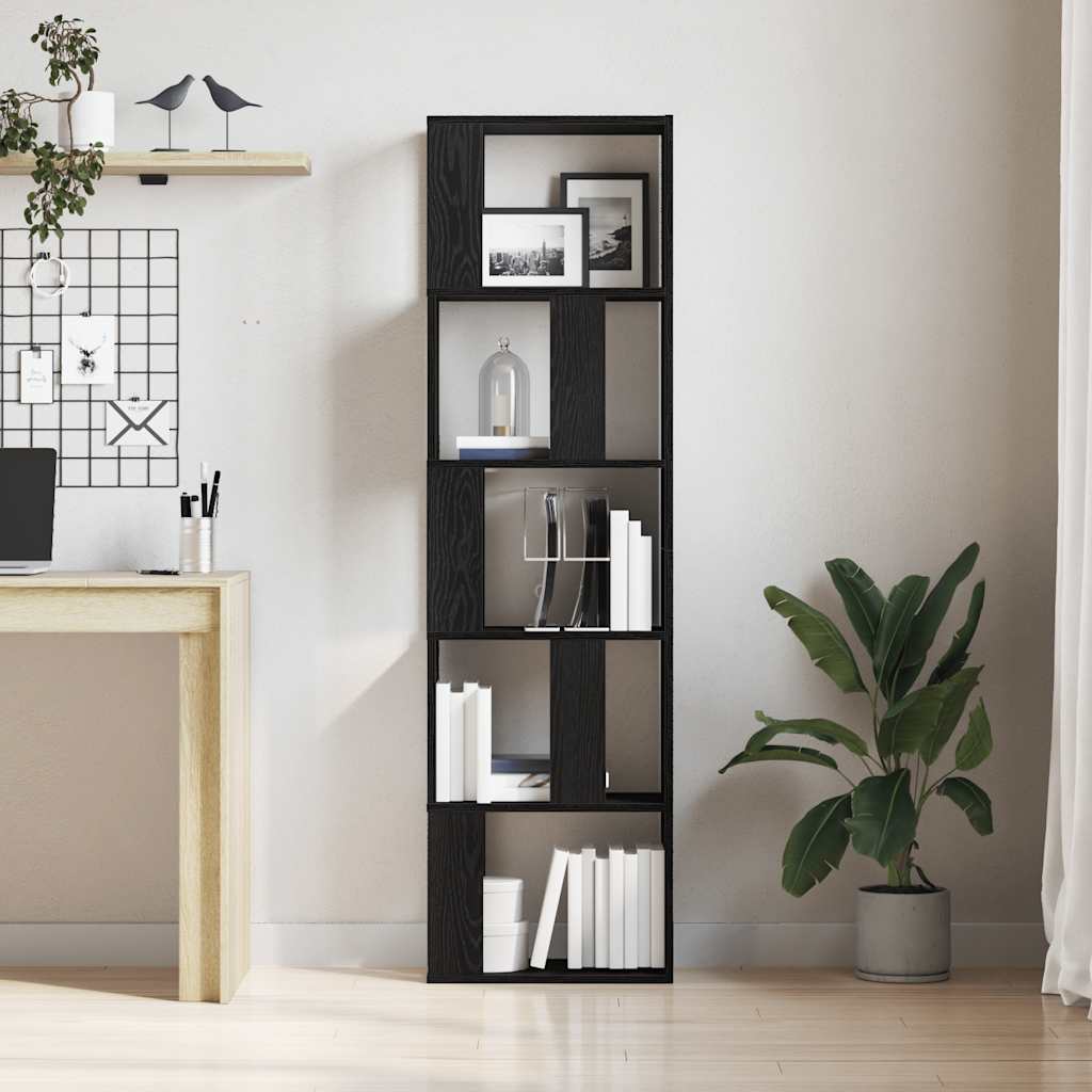 Bokskap/romdeler svart eik 45x24x159 cm konstruert tre
