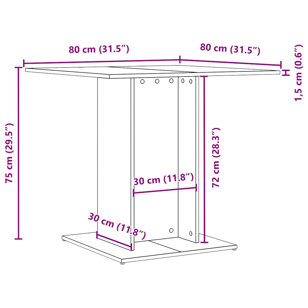 Spisebord svart eik 80x80x75 cm konstruert tre