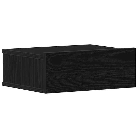 Flytende nattbord svart eik 40x32x15 cm konstruert tre