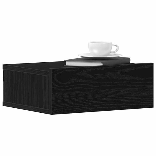 Flytende nattbord svart eik 40x32x15 cm konstruert tre