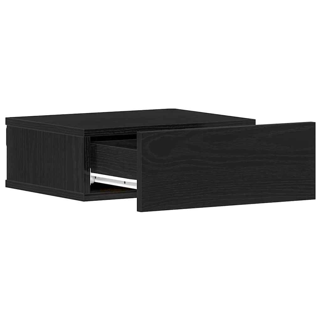 Flytende nattbord svart eik 40x32x15 cm konstruert tre