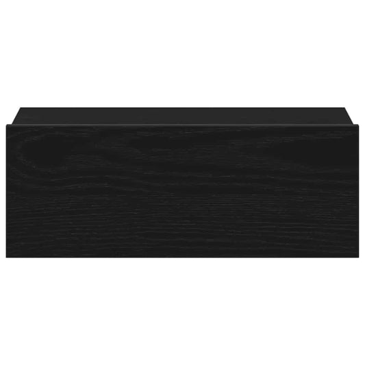 Flytende nattbord svart eik 40x32x15 cm konstruert tre