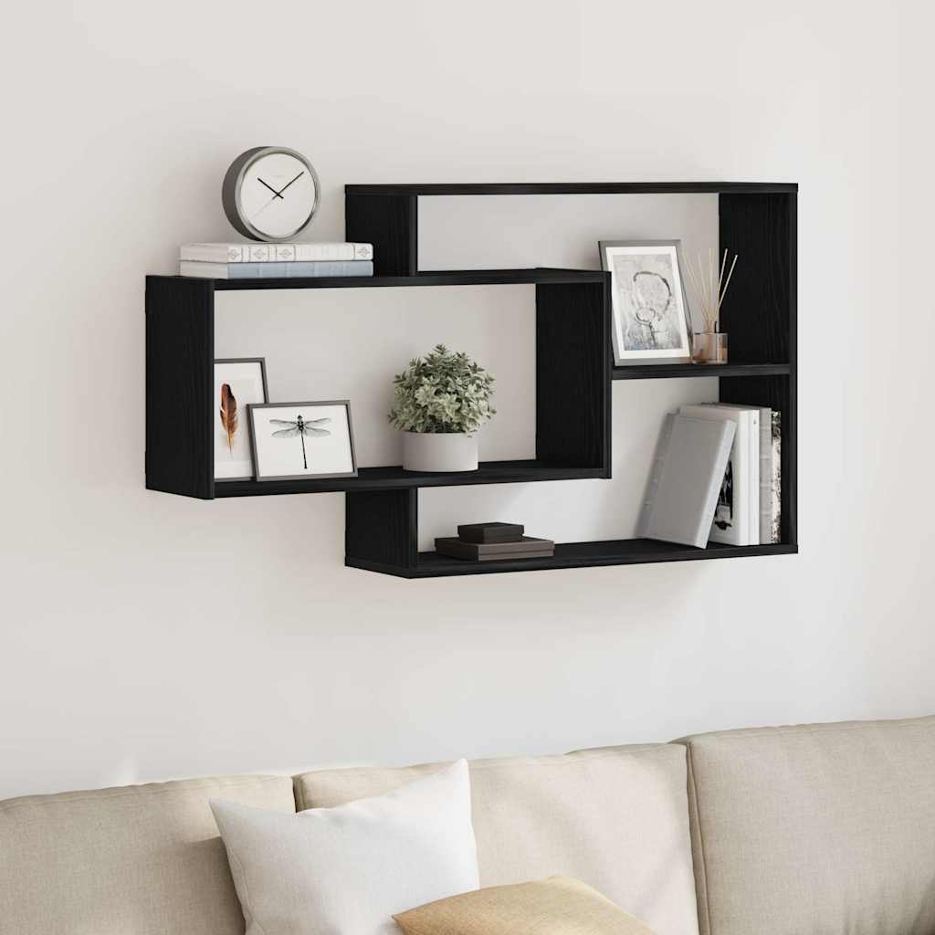 Vegghylle svart eik 104x20x58,5 cm konstruert tre