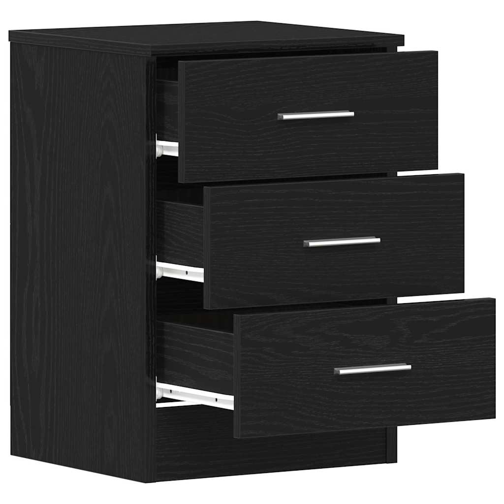 Nattbord 2 stk svart eik 38x35x55 cm konstruert tre