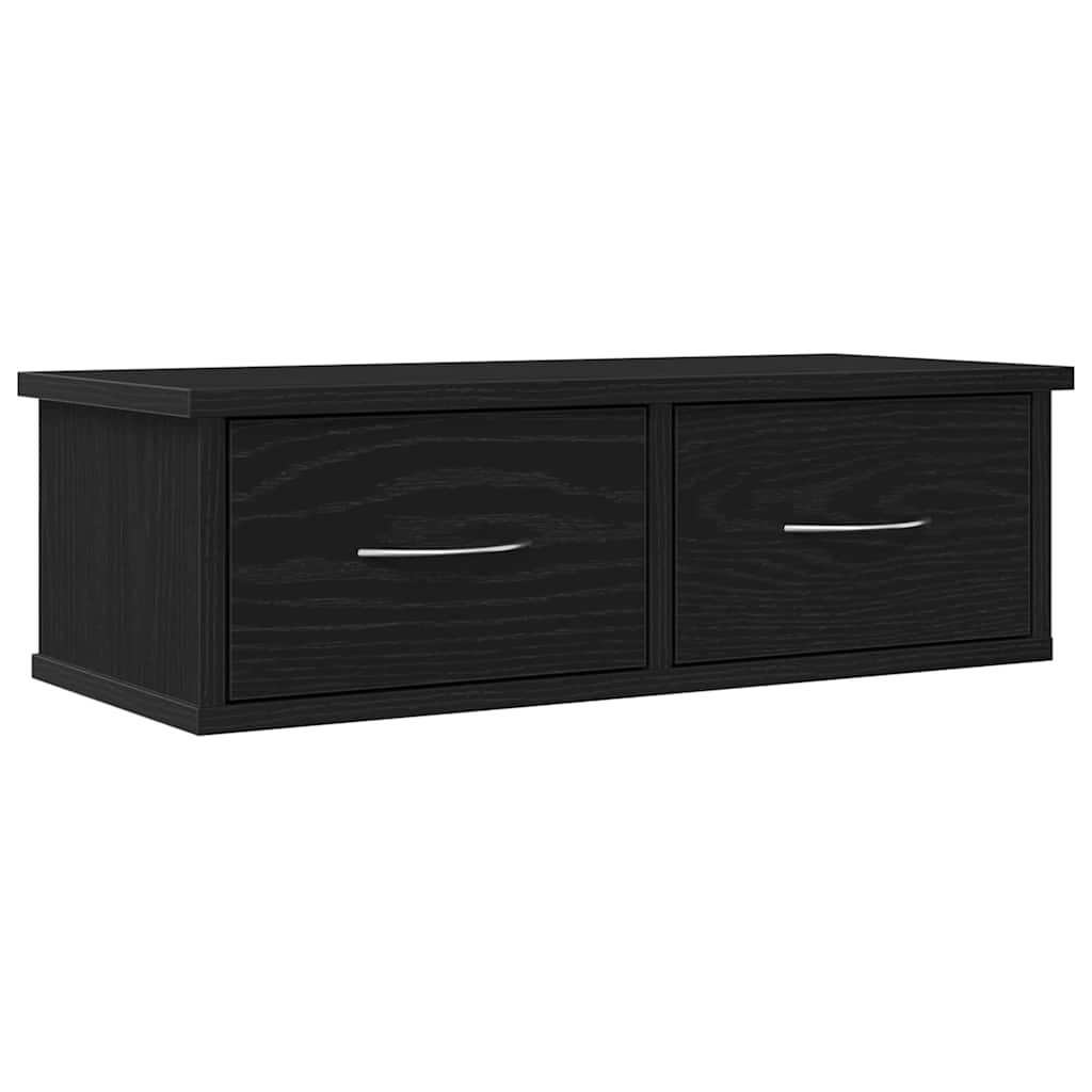 Veggskap med skuff Svart Eik 60 x 26 x 18,5 cm Konstruert tre